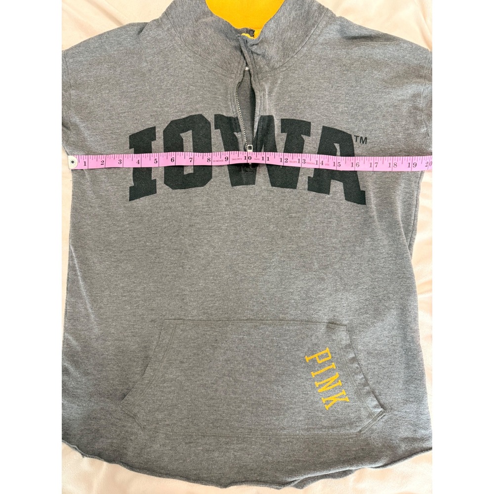 PINK Victoria's Secret Iowa Hawkeyes Quarter Zip Pullover Gray Yellow Medium - Picture 6 of 7